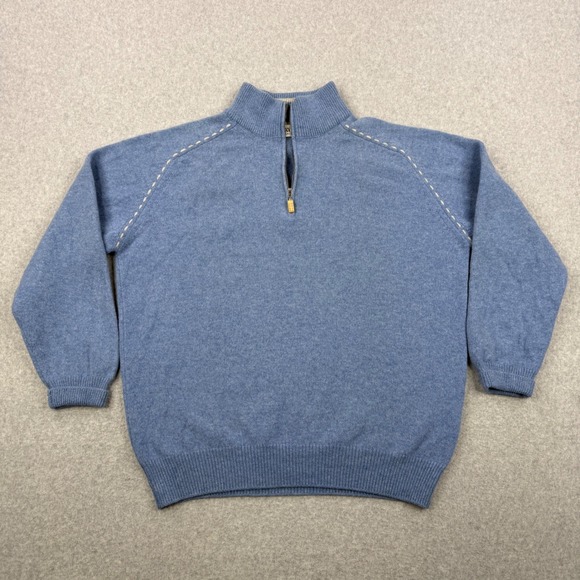 Monsieur Balmain Paris Other - Monsieur Balmain Sweater Mens 52 Blue Wool Cashmere Quarter Zip Made in Italy